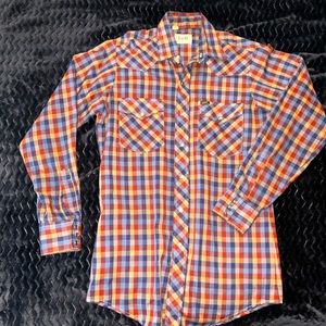 Men’s Vintage Lee Plaid Pearl Snap Button Down, Excellent Condition